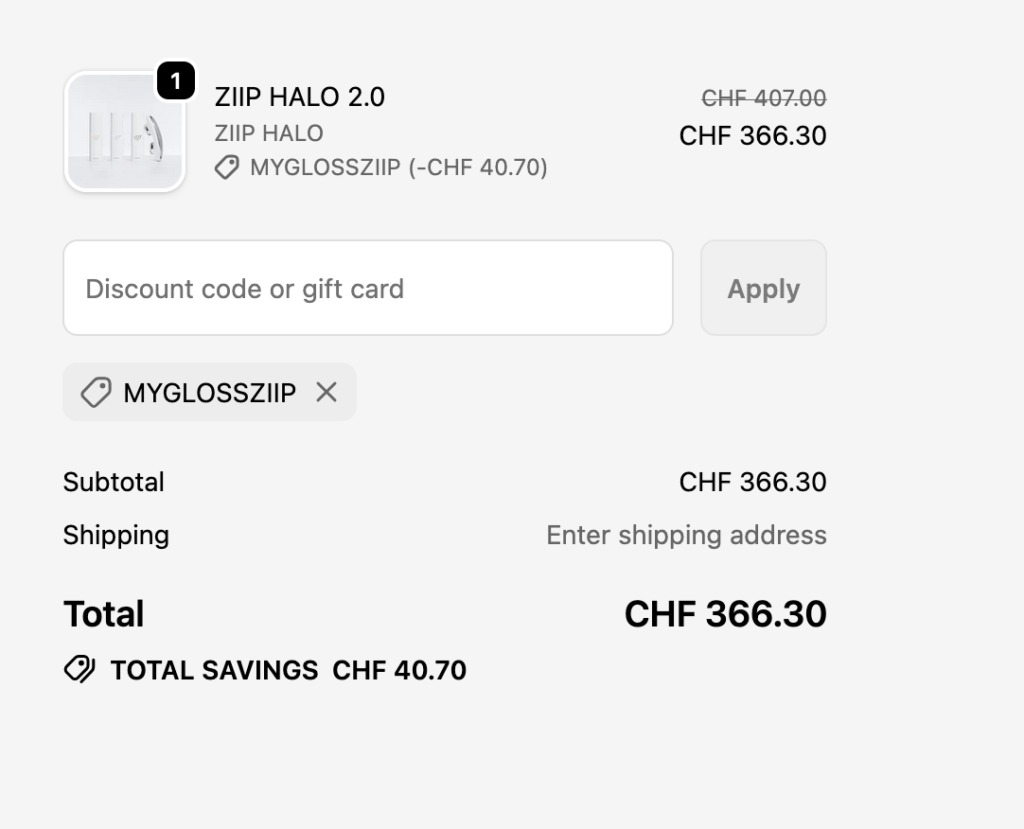 ZIIP HALO 2.0 Discount Code MYGLOSSZIIP - get 10 % off